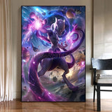 Classic Pokemon HD Canvas Painting Anime Figures Mewtwo Poster Print Watercolor Wall Art Picture Modern Home Decor Kids Gifts