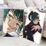 1PC Anime Jujutsu Kaisen Maki Zenin Poster Self-adhesive Art Waterproof Paper Sticker Coffee House Bar Room Wall Decor