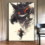 Pokemon Anime Figures Ink Painting Painting Canvas Painting Gengar Posters Prints Wall Art Picture for Living Room Children Gift