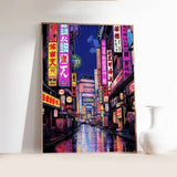 Japanese Tokyo Teahouse Cartoon Canvas Print Anime City Street Cafe Scene Wall Art Poster for Modern Living Room Home Decor Gift