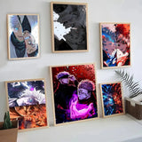 Anime Jujutsu Kaisen Gojo And Sukuna Poster Self-adhesive Art Waterproof Paper Sticker Coffee House Bar Room Wall Decor