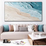 New Abstract Large Size Handmade Oil Painting Blue White Ocean Waves Texture Landscape Painting For Living Room Art Wall Decoration
