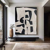 Handmade Oil Painting Canvas Wall Art Decoration Modern Abstract Black White Texture Minimalist For Home Decor Rolled Frameless Unstretched Painting