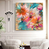Handmade Oil Painting Canvas Wall Art Decoration Modern Peony Flower Abstract Square Home Dining Room Bedroom Decor Rolled Frameless Unstretched Painting