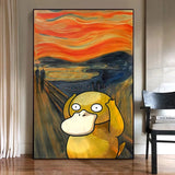 Van Gogh Museum Pokemon Anime Figures Pikachu Watercolor Painting Canvas HD Posters and Abstract Art Murals Picture Home Decor