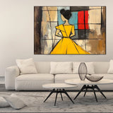 Abstract Woman  Handmade Oil Painting Large Brown Green Texture Painting Vintage Abstract People Art Wabi Sabi Wall Art