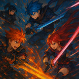 Epic Anime Demon Battle Wall Art – Fantasy Warrior Poster, Dark Anime Art Print, RPG Inspired Wall Decor, Anime Fighter Artwork