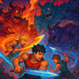 Epic Anime Demon Battle Wall Art – Fantasy Warrior Poster, Dark Anime Art Print, RPG Inspired Wall Decor, Anime Fighter Artwork