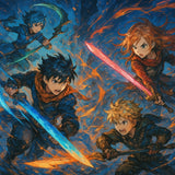 Epic Anime Demon Battle Wall Art – Fantasy Warrior Poster, Dark Anime Art Print, RPG Inspired Wall Decor, Anime Fighter Artwork