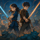 Epic Anime Demon Battle Wall Art – Fantasy Warrior Poster, Dark Anime Art Print, RPG Inspired Wall Decor, Anime Fighter Artwork