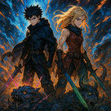 Epic Anime Demon Battle Wall Art – Fantasy Warrior Poster, Dark Anime Art Print, RPG Inspired Wall Decor, Anime Fighter Artwork