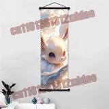 Pokemon Anime Poster Scroll Painting, Pikachu, Charizard, Eevee, Gengar, Mewtwo, Room Art White Canvas Painting Wall Decoration