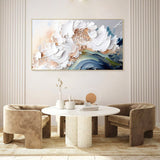 Modern Abstract Handmade Oil Paintings Heavy Texture White Waves No Framed Large Size Wall Picture For Restaurant Canvas Art Home Decor