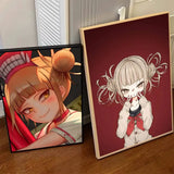Anime My Hero Academia Himiko Toga Poster Self-adhesive Art Waterproof Paper Sticker Coffee House Bar Room Wall Decor