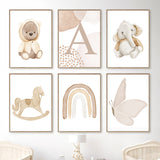 Elephant Butterfly Rainbow Wall Art Canvas Painting