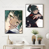 1PC Anime Jujutsu Kaisen Maki Zenin Poster Self-adhesive Art Waterproof Paper Sticker Coffee House Bar Room Wall Decor