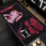 Gamer Mouse Pad Oni Devil Mask Rubber Mouse Mat Anime Girls Large Gaming Mousepad Game HD Print Keyboard Pad Non-Slip Desk Mat