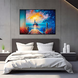 Handmade Oil Painting Canvas Wall Art Decoration City Landscape Tourism Lighthouse At Sea Abstract Home Living Room Bedroom Decor Rolled Frameless Unstretched Painting