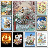 Anime Ship One Cartoon One Piece Poster Print Canvas Painting Wall Art Mural Suitable for Cafe Home Wall Decoration Picture Gift