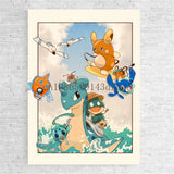 Anime Pokemon Canvas Painting Bulbasaur Charmander Squirtle Poster and Print Watercolor Wall Art Picture Home Decor Kids Gifts