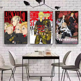 T-Tokyo Revengers Anime Poster Self-adhesive Art Waterproof Paper Sticker Coffee House Bar Room Wall Decor