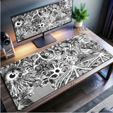 Black and white Mouse Pad Cute HD branco Desk Pad Extended Gaming Keyboard Mats Large XXL Gamer Collage Horror Anime Mousepad
