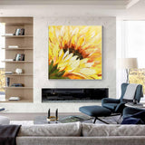 Hand-Painted Oil Painting On Canvas Abstract Sunflower Flowers Painting Modern Wall Art Landscape Painting Living Room Home Office Decor Frameless