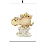 Cute Cartoon Dinosaur Baby Wall Art Canvas Painting