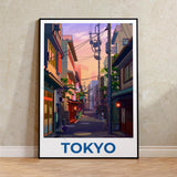 Rainy Tokyo Japanese Woodblock Tea Emple Print  Anime City Poster Wall Art Decor Gift Living Room Bedroom Decorative Pictures