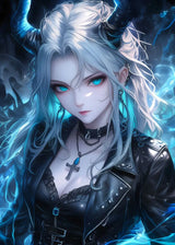Fantasy Magical World Gothic Cool and Cute Character Aesthetics Anime Girl Canvas Painting Art for Wall Manga Game Room Decor
