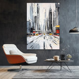 Handmade Oil Painting Canvas Wall Art Decoration Modern Black And White Abstract Architectural Street Scene For Home Living Room Decor Entrance Niche Art Installation Rolled Frameless