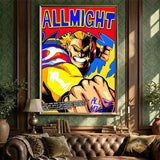 My hero academia all might anime Poster HD Waterproof Self-Adhesive Wall Art with Multi-Scene Compatibility