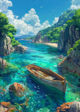 Sea Summer Landscape Bar Anime Wall Art Poster Blue Cabin Beach Forest Canvas Painting Print Picture Living Room Modern Decor