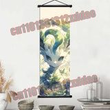 Pokemon Anime Poster Scroll Painting, Pikachu, Charizard, Eevee, Gengar, Mewtwo, Room Art White Canvas Painting Wall Decoration