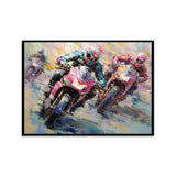 Handmade Oil Painting Canvas Wall Art Decoration Motorcycle Biker Sports Picture For Boy Girl Club Decoration Gifts Decor No Framed