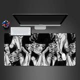 Black and white Mouse Pad Cute HD branco Desk Pad Extended Gaming Keyboard Mats Large XXL Gamer Collage Horror Anime Mousepad