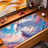 Pink Fox Mouse Mat Anime Kawaii Cute Mousepad Natural Rubber Gaming Table Pad Extra-large size Office Computer Mouse Desk Mats