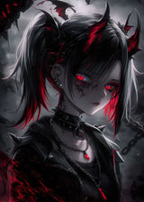 Fantasy Magical World Gothic Cool and Cute Character Aesthetics Anime Girl Canvas Painting Art for Wall Manga Game Room Decor