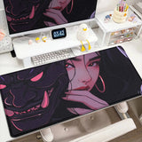Anime Girls Samurai Oni Mask Mousepad Large Computer Gaming Accessories 400x900mm Gamer Professional Premium Mouse Mat Desk Mats