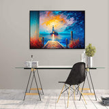 Handmade Oil Painting Canvas Wall Art Decoration City Landscape Tourism Lighthouse At Sea Abstract Home Living Room Bedroom Decor Rolled Frameless Unstretched Painting