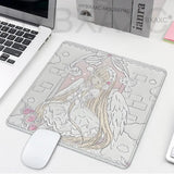 Sleepy Angel Pink Mouse Pad Anime Girl Gaming Keyboard Pads Gaming Accessories Thickened HD Desk mat Lock Edge Rubber Mousepad