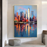 Handmade Oil Painting On Canvas Wall Art Decoration Abstract New York Urban Architecture For Home Living Room Decor Picture Rolled Frameless Unstretched Painting
