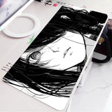 Black and White Anime Girl Table Mat Large Mouse Pad Office Keyboard Edge Locking Desk Mat Gaming Accessories Non-slip Mousepad