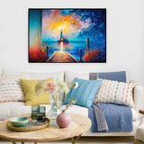 Handmade Oil Painting Canvas Wall Art Decoration City Landscape Tourism Lighthouse At Sea Abstract Home Living Room Bedroom Decor Rolled Frameless Unstretched Painting