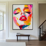 Handmade Oil Painting Canvas Wall Art Decoration Modern Abstract Knife Drawing  Human Face For Home Living Room Decor Rolled Frameless Unstretched Painting