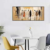 Abstract Modern People Landscape Oil Painting On Canvas Large Wall Art Walking In The Street Painting Minimalist Living Room Art