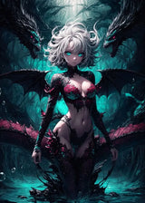 Fantasy Art Sexy Cartoon Animal Roleplay Anime Girl Dark Demon Witch Abstract Poster Canvas Painting Wall Art Picture Home De