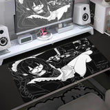Anime Girl Non-Slip Mouse Pad Large Gaming Mousepad Keyboard Pad Laptop Computer Desk Pad Black White Extended Mouse Mat Carpet