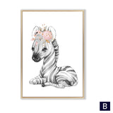 Giraffe Lion Poster Wall Art Canvas Painting