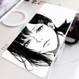 Black and White Anime Girl Table Mat Large Mouse Pad Office Keyboard Edge Locking Desk Mat Gaming Accessories Non-slip Mousepad